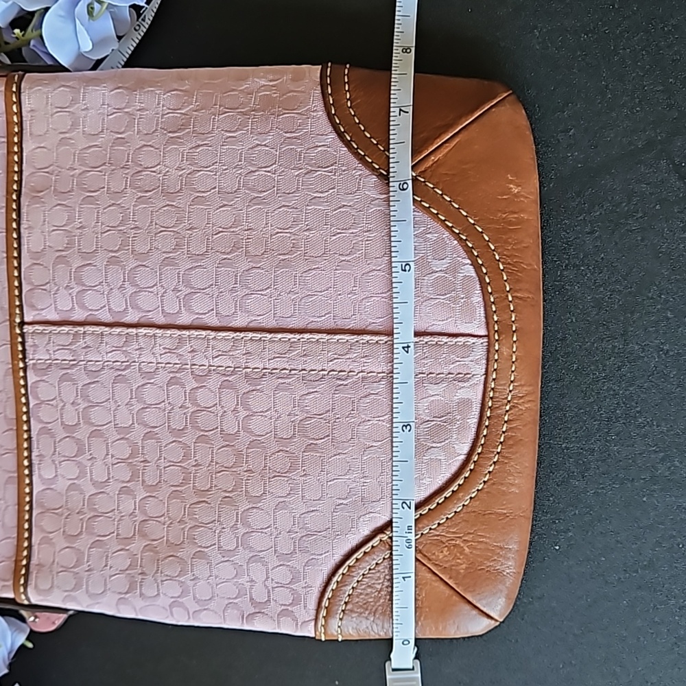 Coach 🎁 Pink Crossbody w CoA. Leather Accents, Canvas Strap - Picture 11 of 15